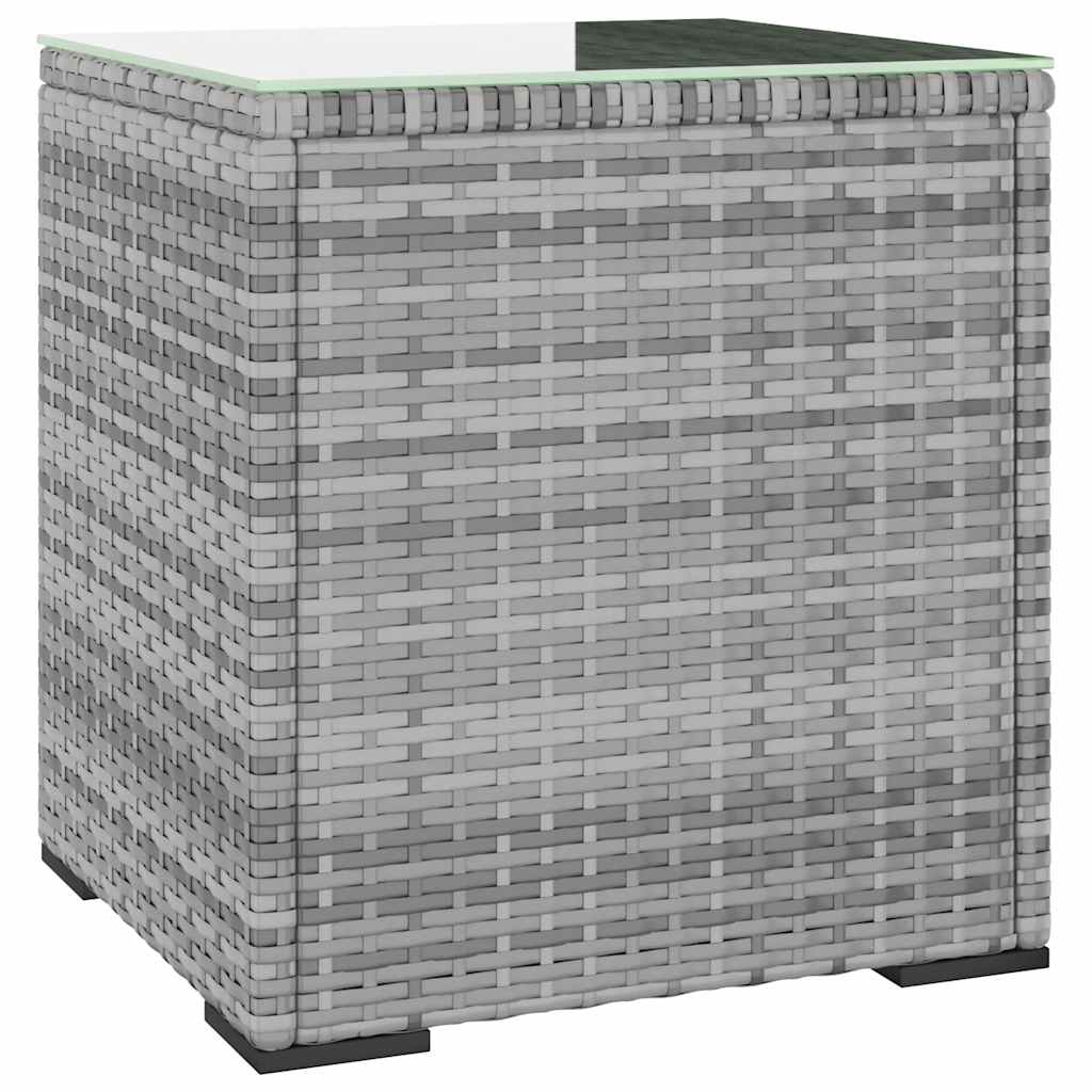 sidebord 40x37x40,5 cm polyrattan og hærdet glas grå