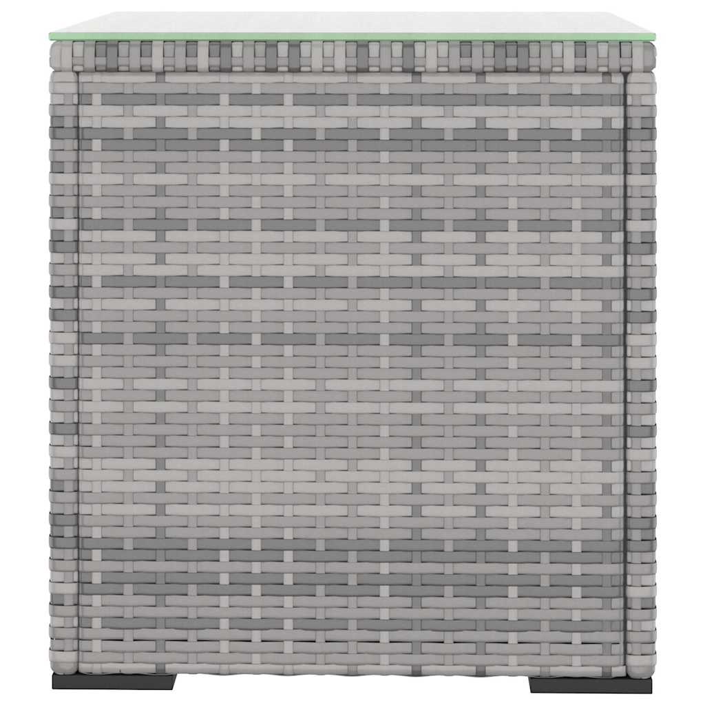 sidebord 40x37x40,5 cm polyrattan og hærdet glas grå