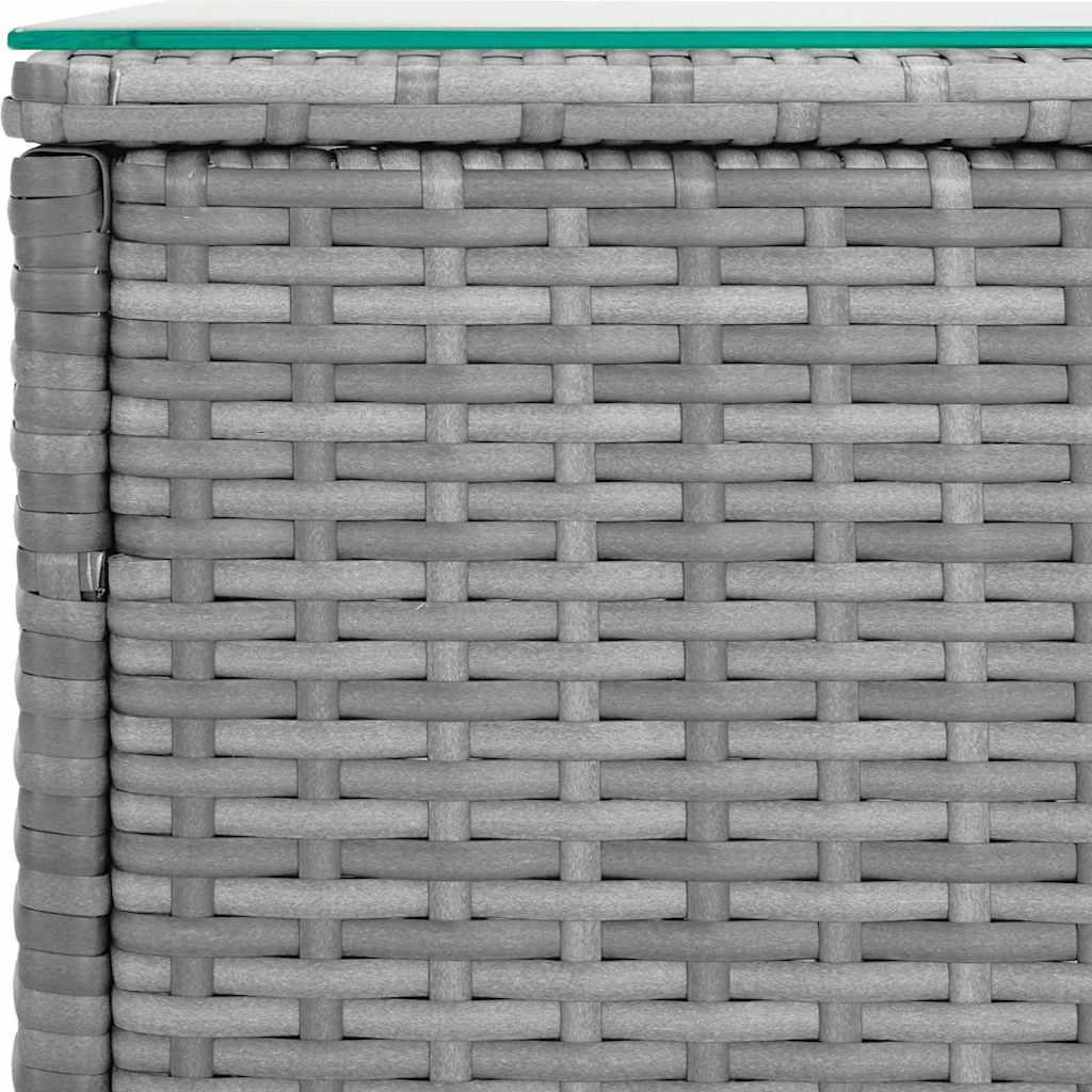 sidebord 40x37x40,5 cm polyrattan og hærdet glas grå