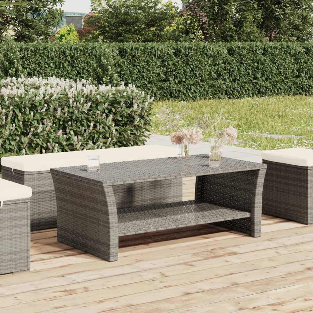 sofabord 100x50x40 cm polyrattan grå