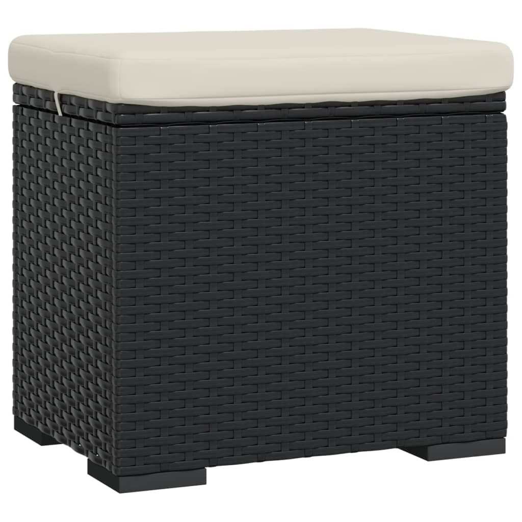 ottoman med hynde 40x30x40 cm polyrattan sort
