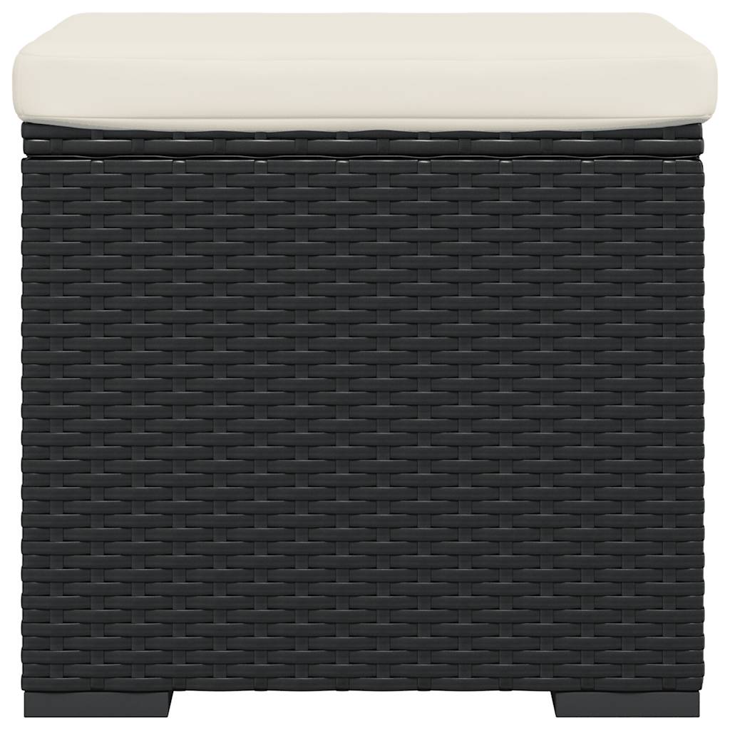 ottoman med hynde 40x30x40 cm polyrattan sort