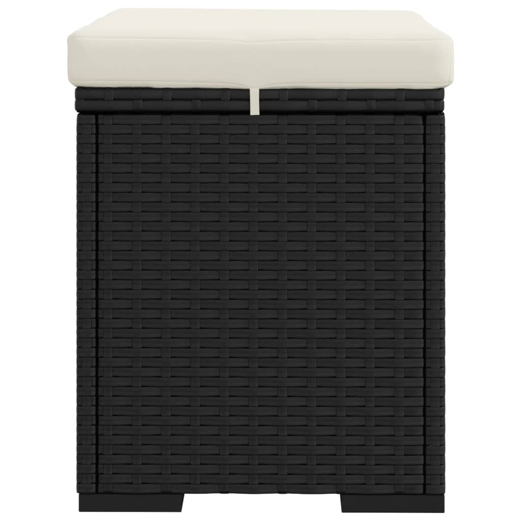 ottoman med hynde 40x30x40 cm polyrattan sort