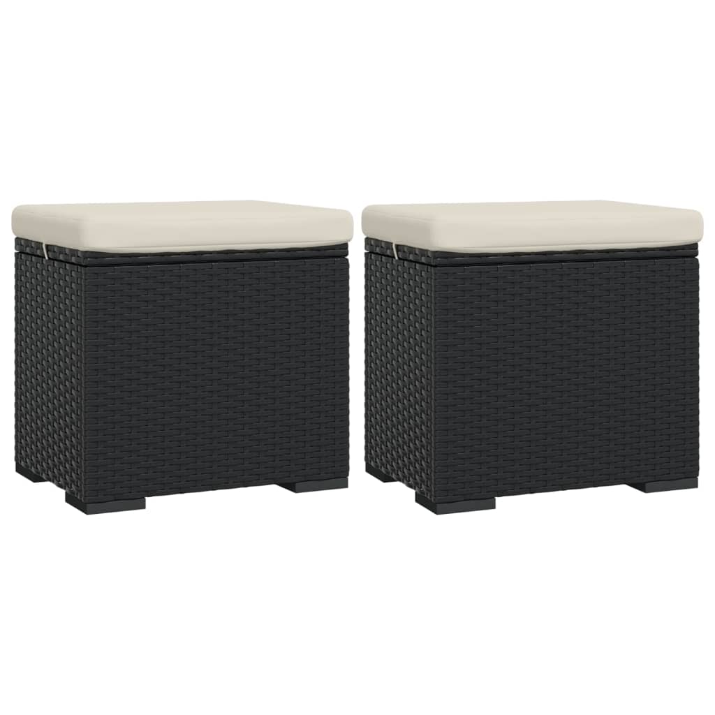 ottomaner med hynder 2 stk. 40x30x40 cm polyrattan sort