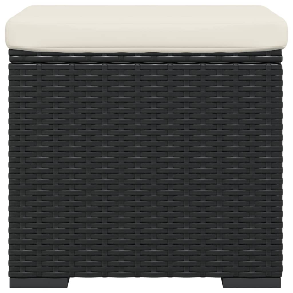 ottomaner med hynder 2 stk. 40x30x40 cm polyrattan sort