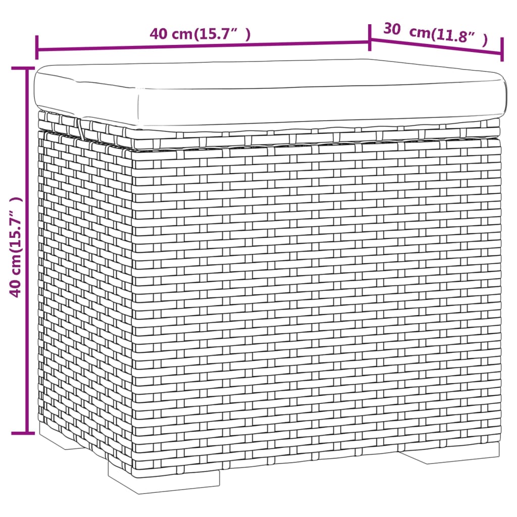 ottomaner med hynder 2 stk. 40x30x40 cm polyrattan sort