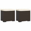 ottomaner med hynder 2 stk. 40x30x40 cm polyrattan brun