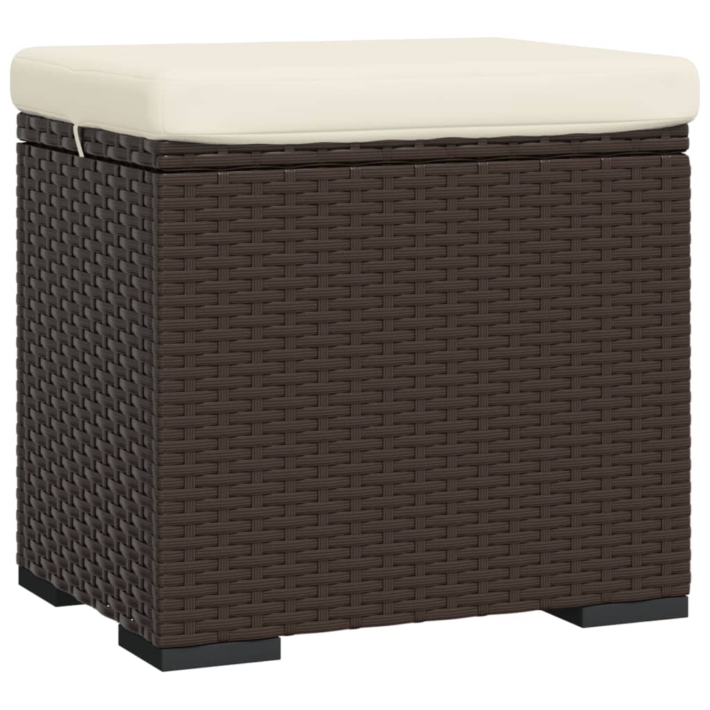 ottomaner med hynder 2 stk. 40x30x40 cm polyrattan brun
