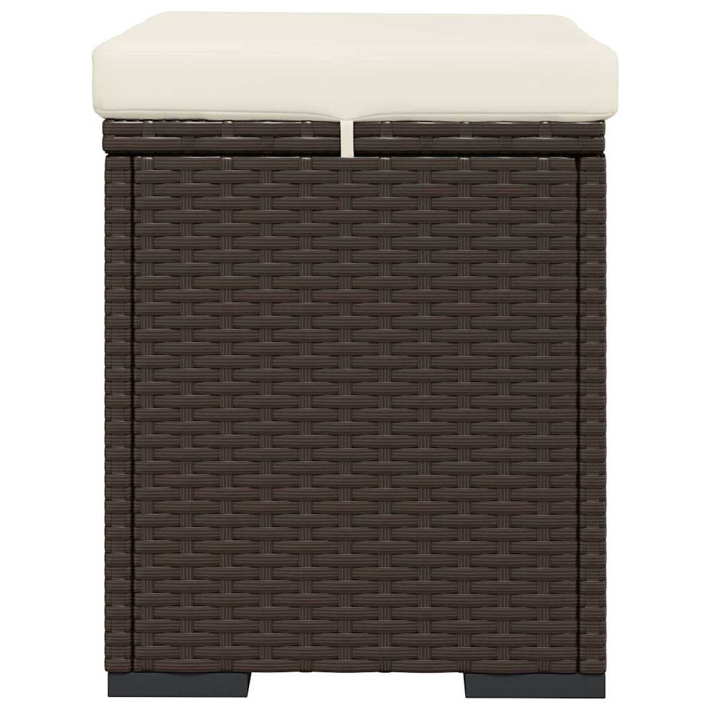 ottomaner med hynder 2 stk. 40x30x40 cm polyrattan brun