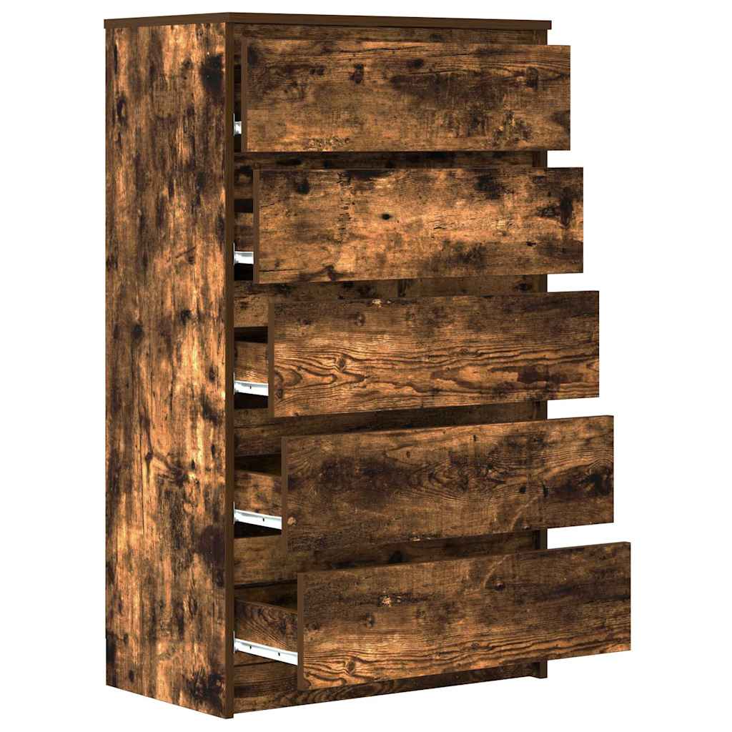 kommode 60x36x103 cm konstrueret træ røget egetræsfarve