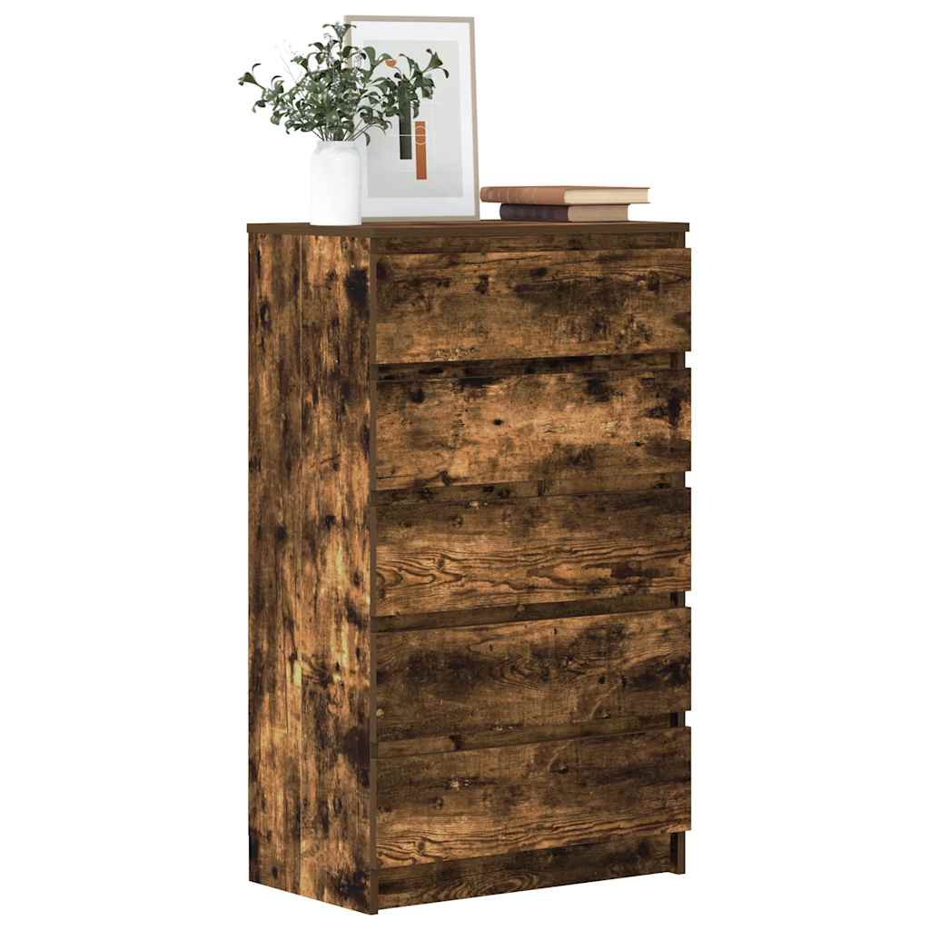 kommode 60x36x103 cm konstrueret træ røget egetræsfarve