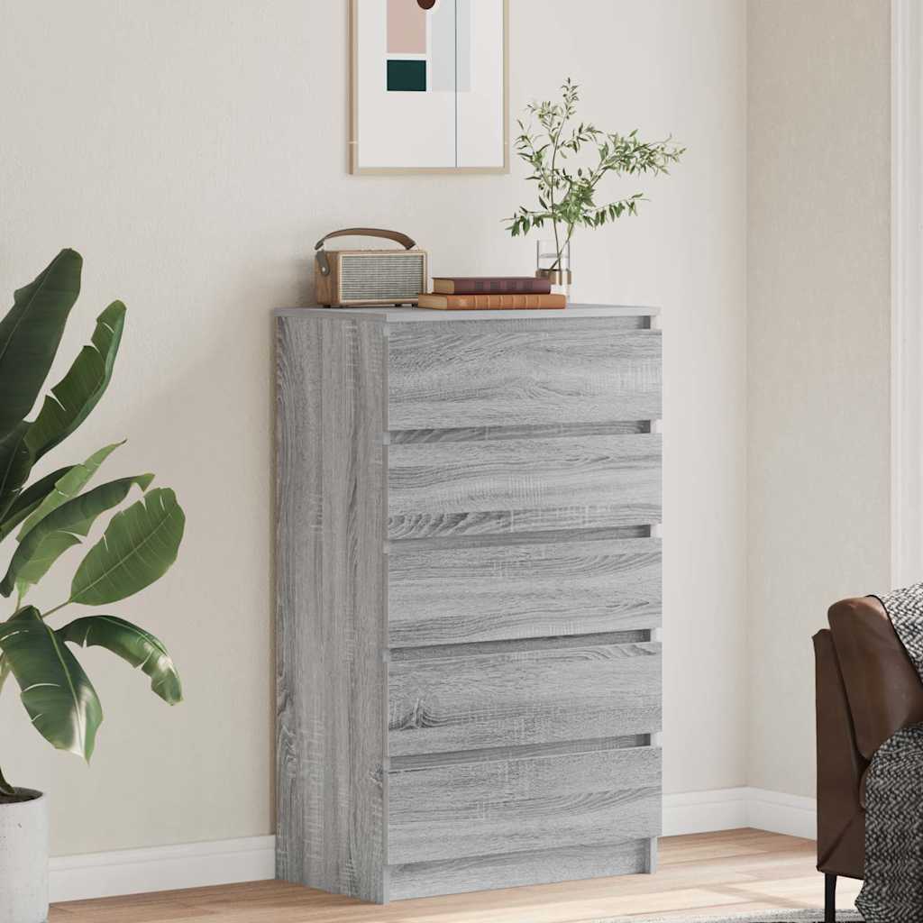 kommode 60x36x103 cm konstrueret træ grå sonoma-eg