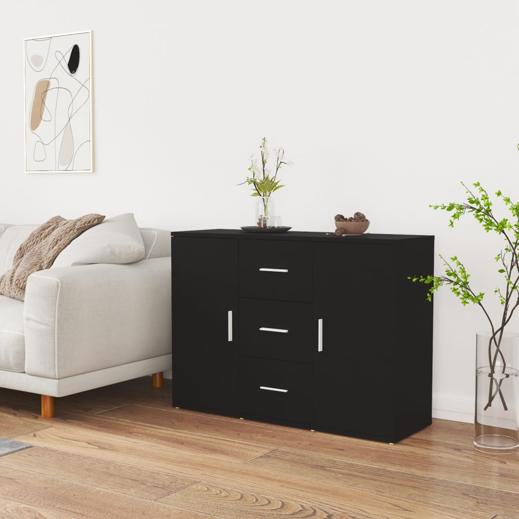 skænk 91x29,5x65 cm konstrueret træ sort