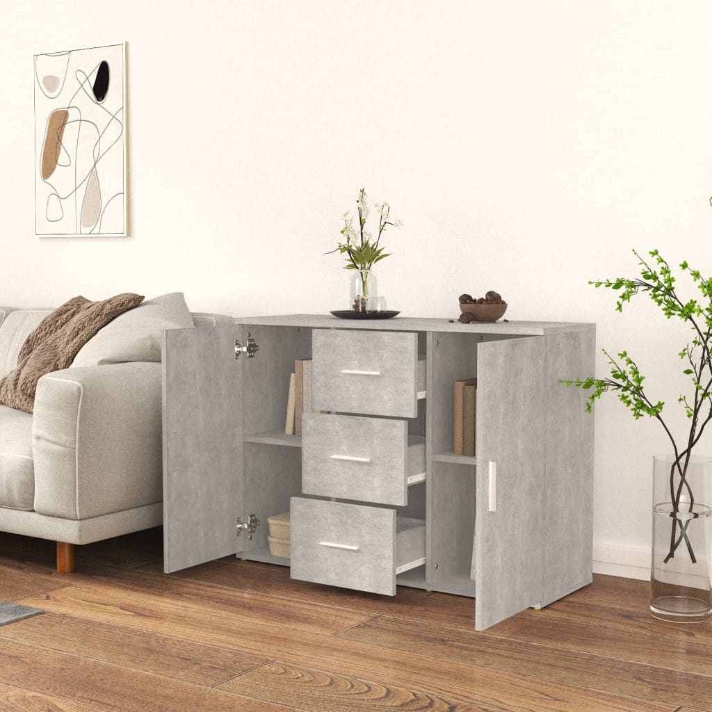 skænk 91x29,5x65 cm konstrueret træ betongrå