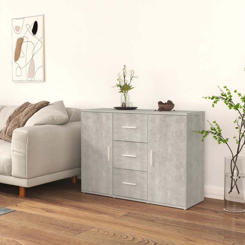 skænk 91x29,5x65 cm konstrueret træ betongrå
