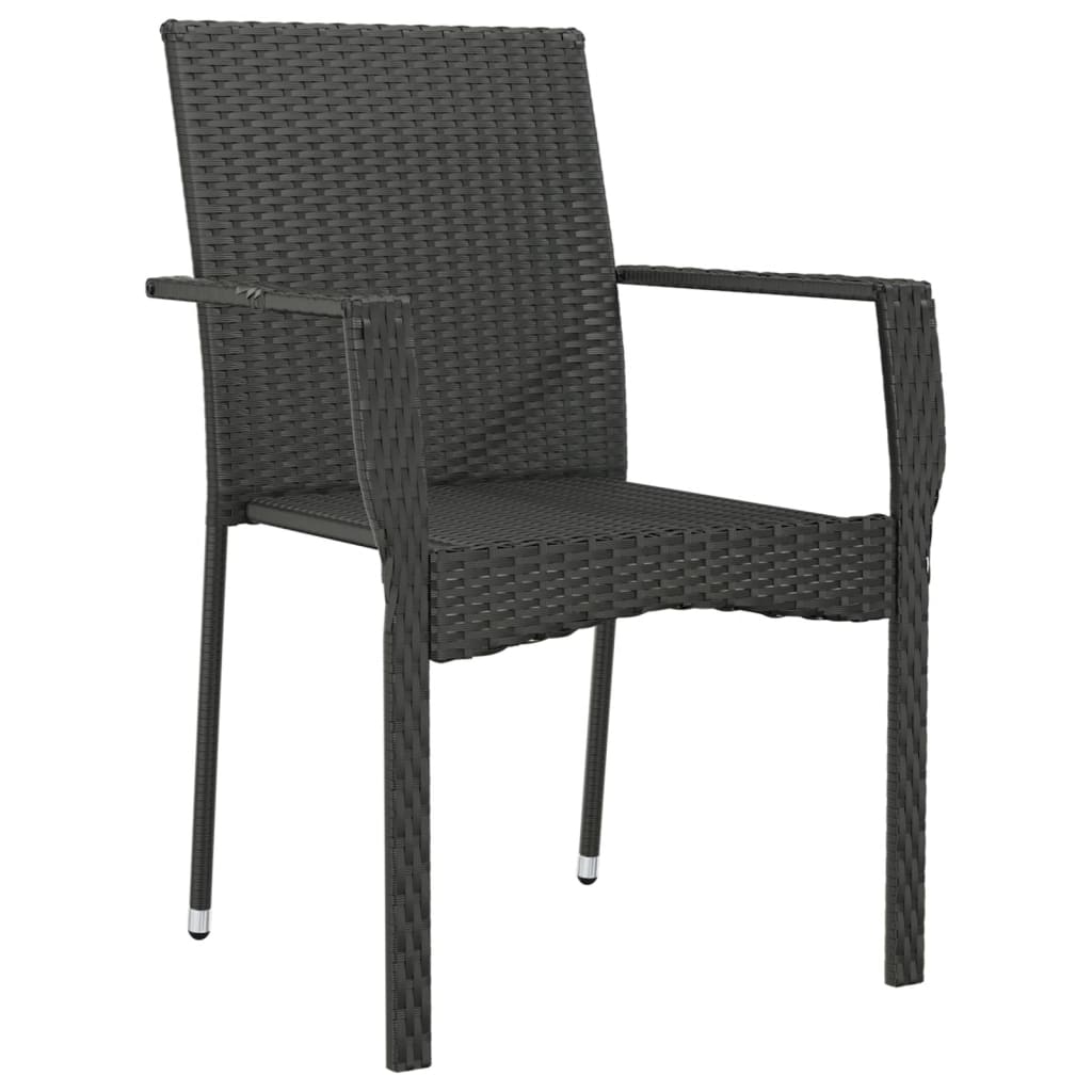 havestole med hynder 2 stk. polyrattan sort