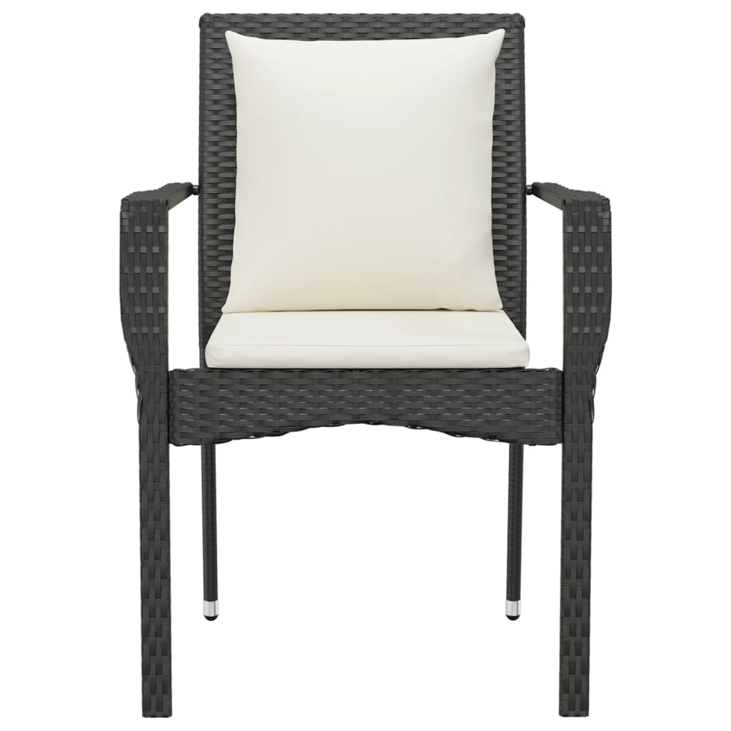 havestole med hynder 2 stk. polyrattan sort