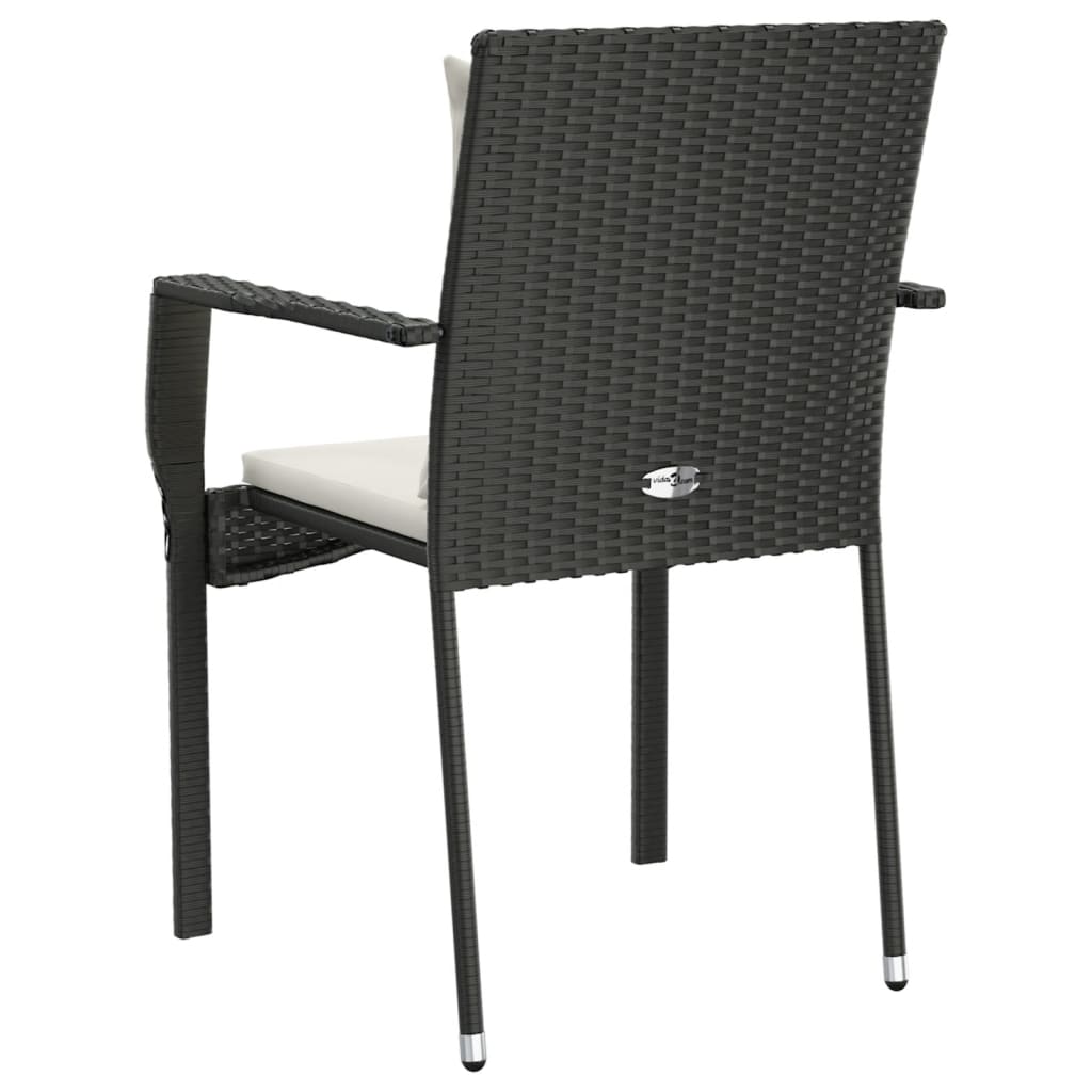 havestole med hynder 2 stk. polyrattan sort