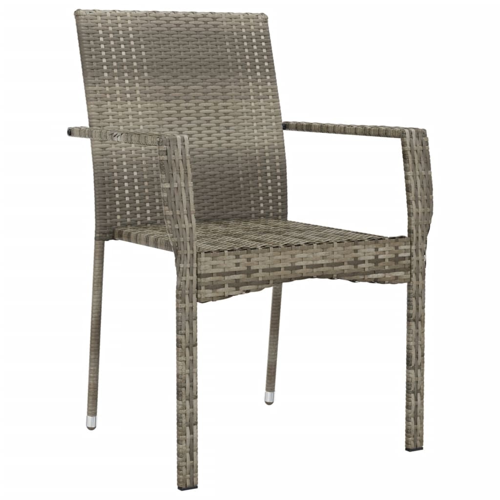 havestole med hynder 4 stk. polyrattan grå