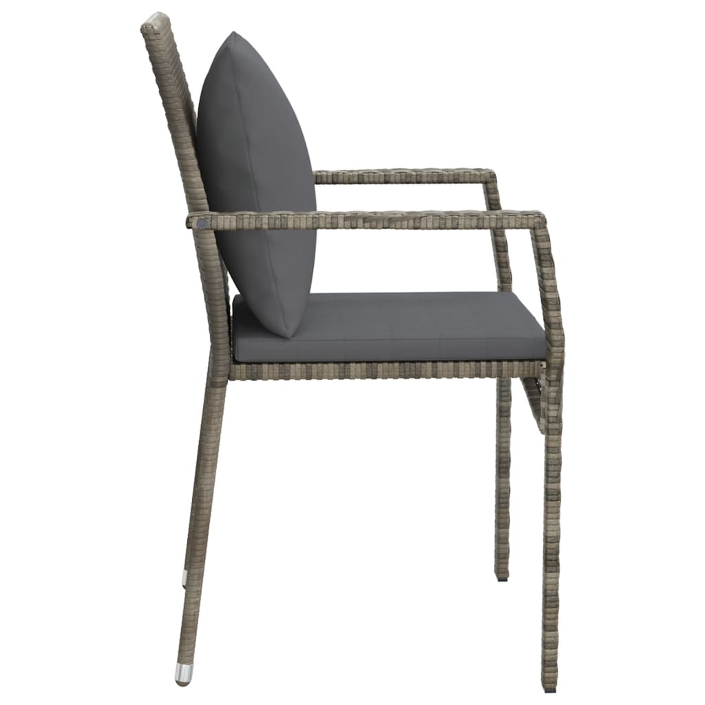 havestole med hynder 4 stk. polyrattan grå