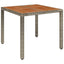havebord med træplade 90x90x75 cm polyrattan grå