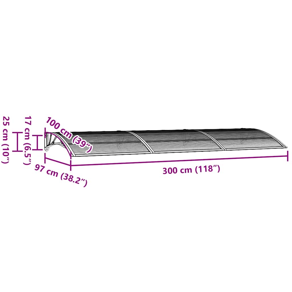 dørbaldakin 300x100 cm polycarbonat sort