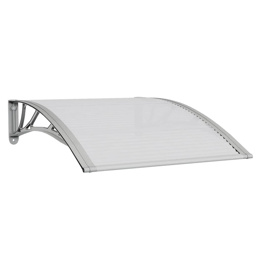 dørmarkise grå og transparent 100x75 cm polycarbonat