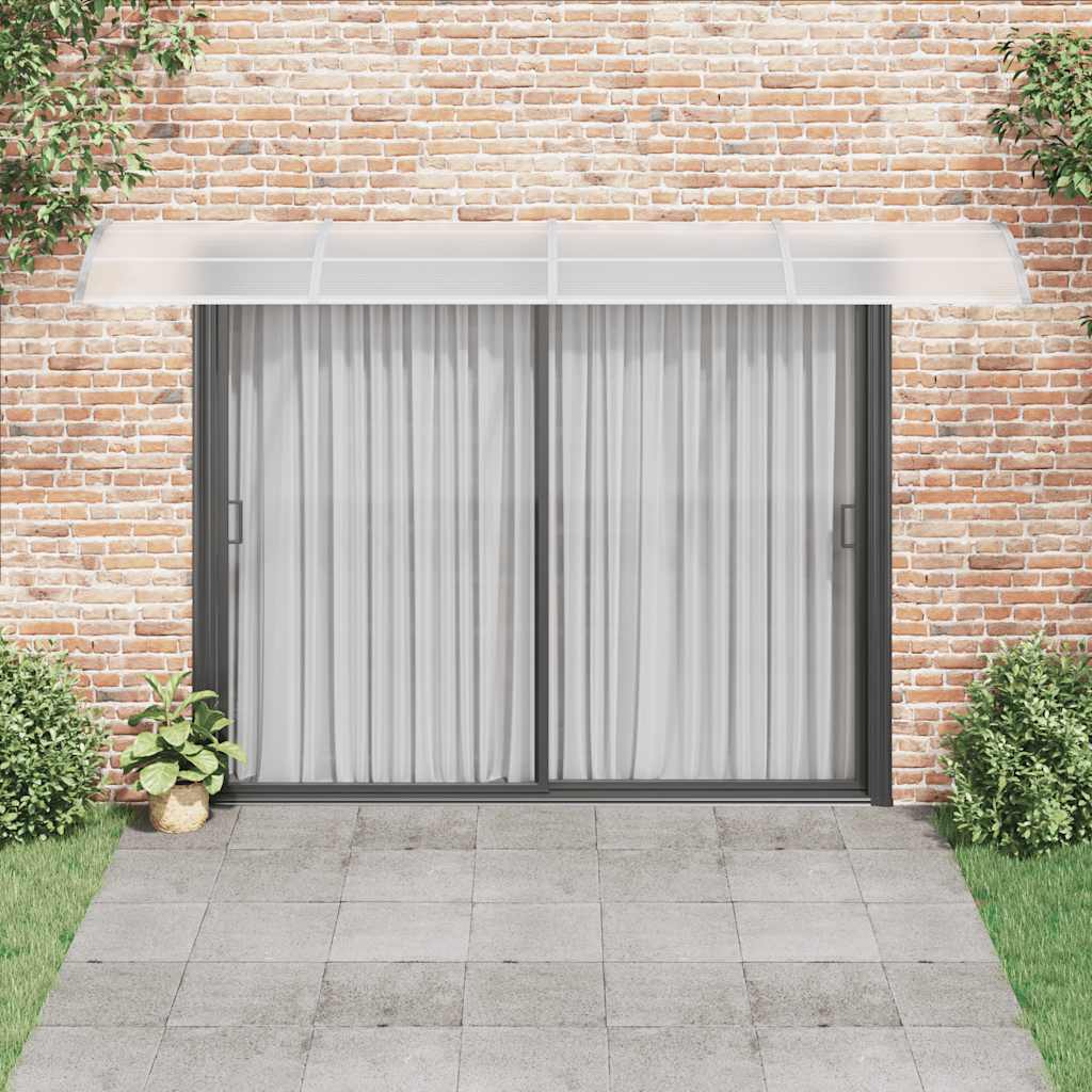 dørbaldakin 400x75 cm polycarbonat grå og transparent