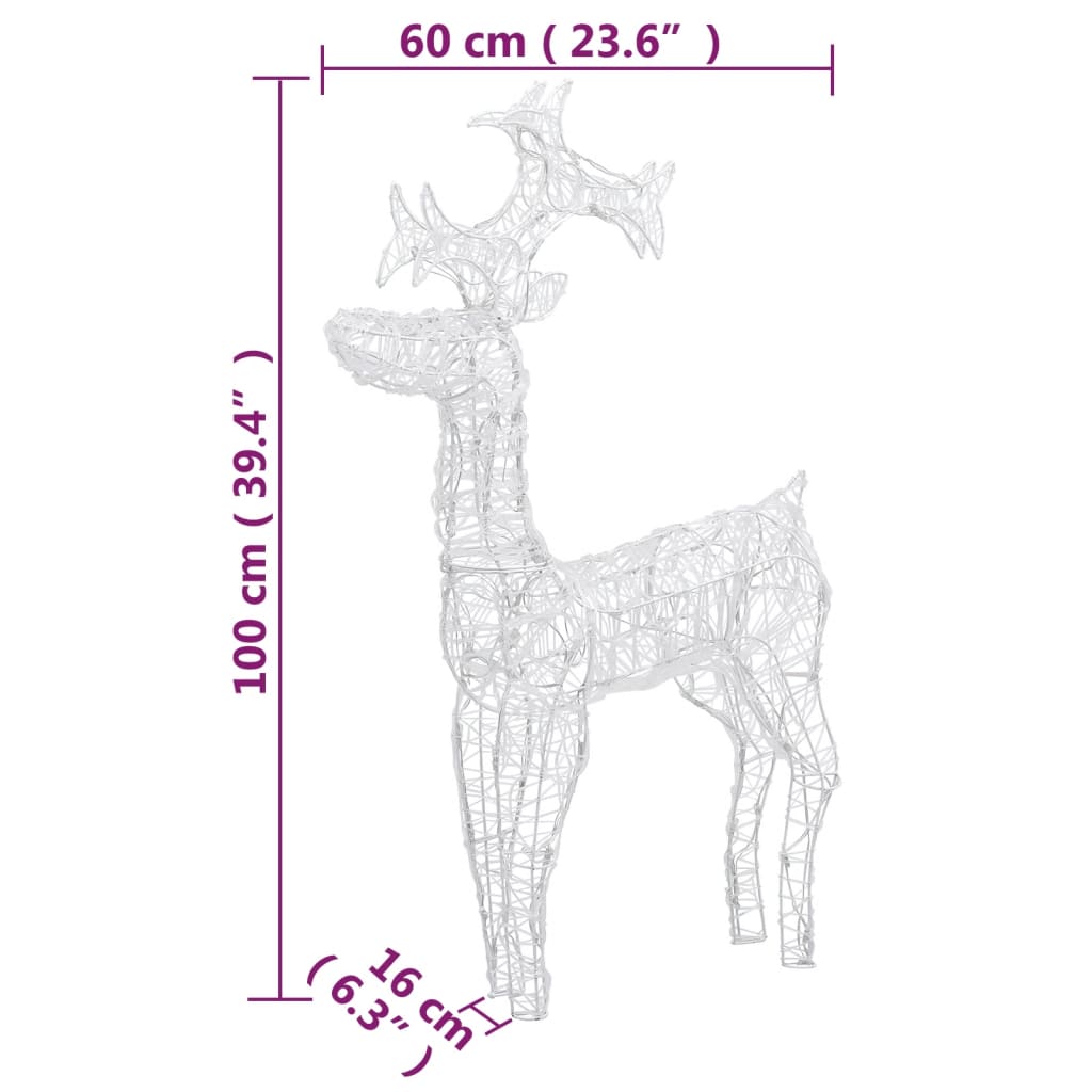 julerensdyr 2 stk. 60x16x100 cm akryl