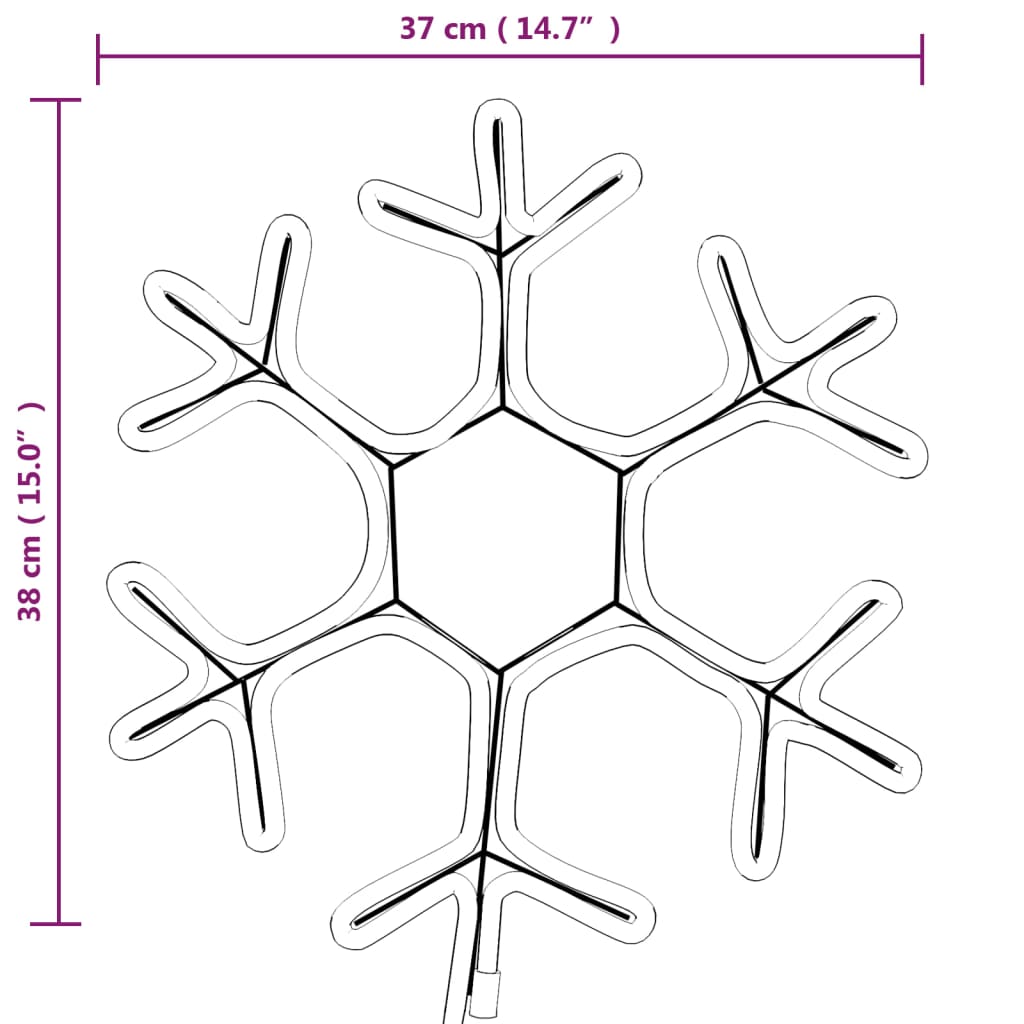 snefnug 2 stk. 38x37 cm med LED-lys varmt hvidt lys