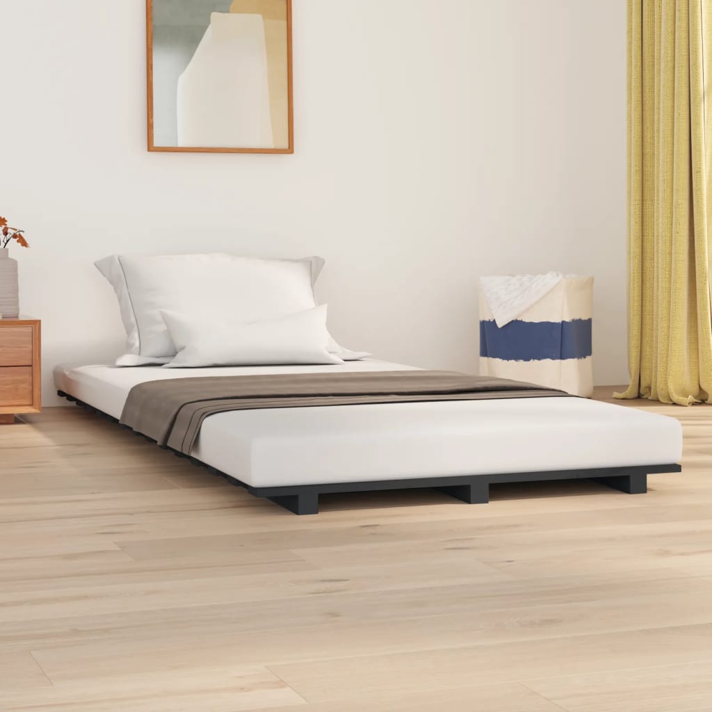sengeramme 90x200 cm massivt fyrretræ grå