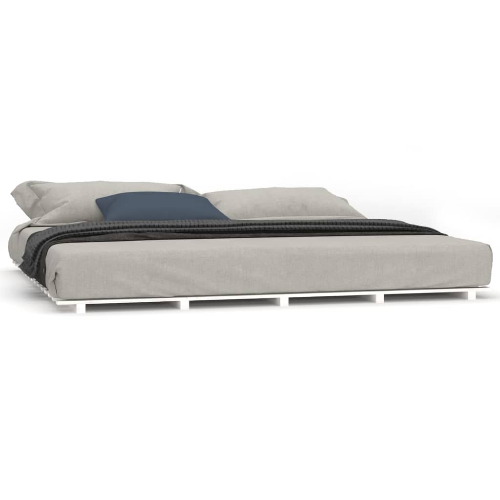 sengeramme 180x200 cm massivt fyrretræ hvid