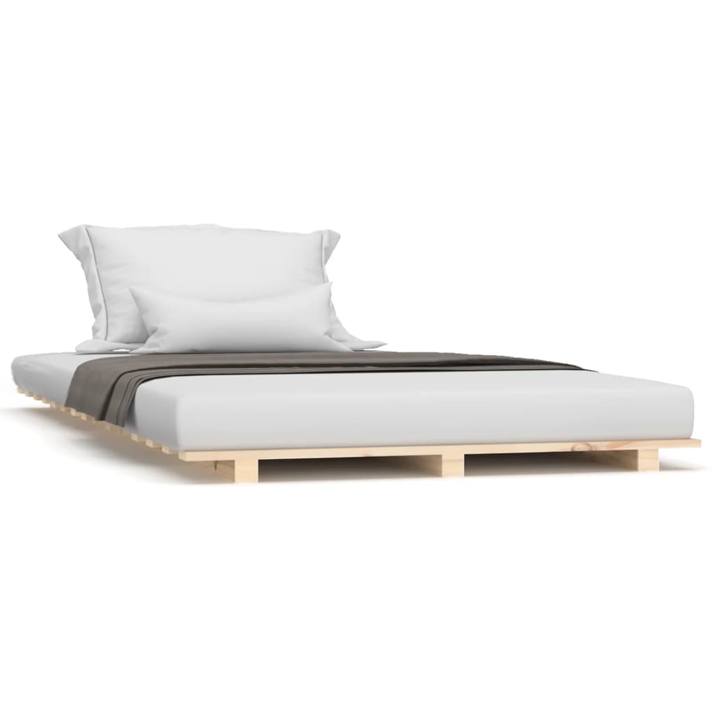 sengestel 75x190 cm massivt fyrretræ sort