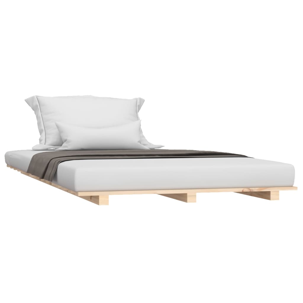 sengestel 75x190 cm massivt fyrretræ sort