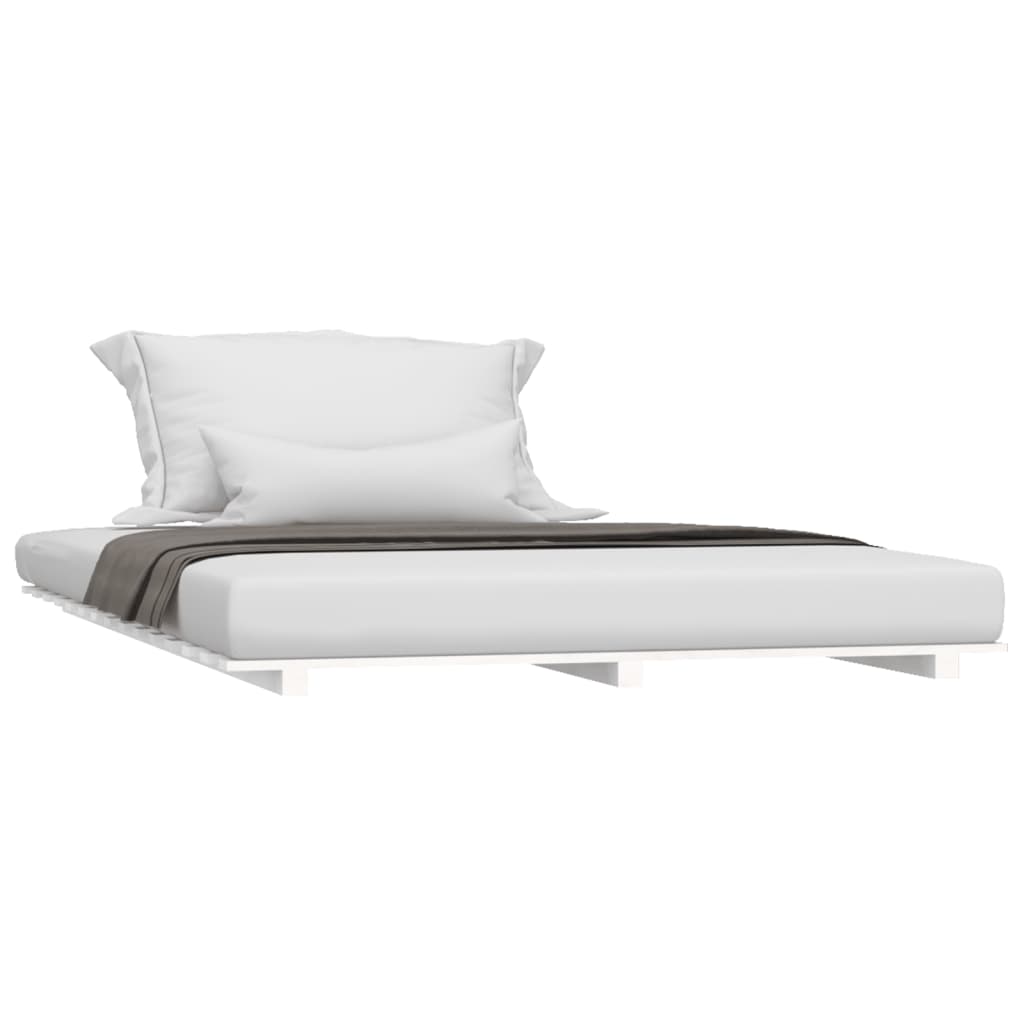sengeramme 140x190 cm massivt fyrretræ hvid