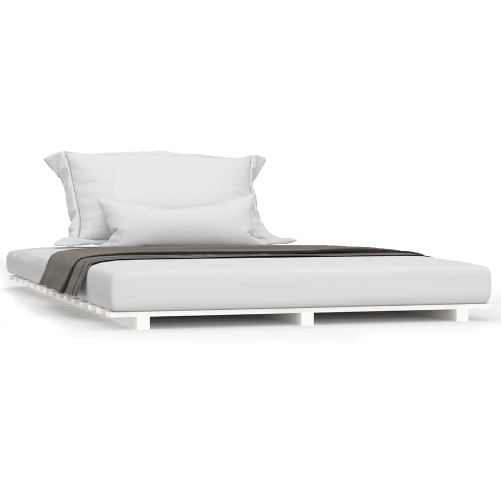 sengeramme 135x190 cm massivt fyrretræ hvid