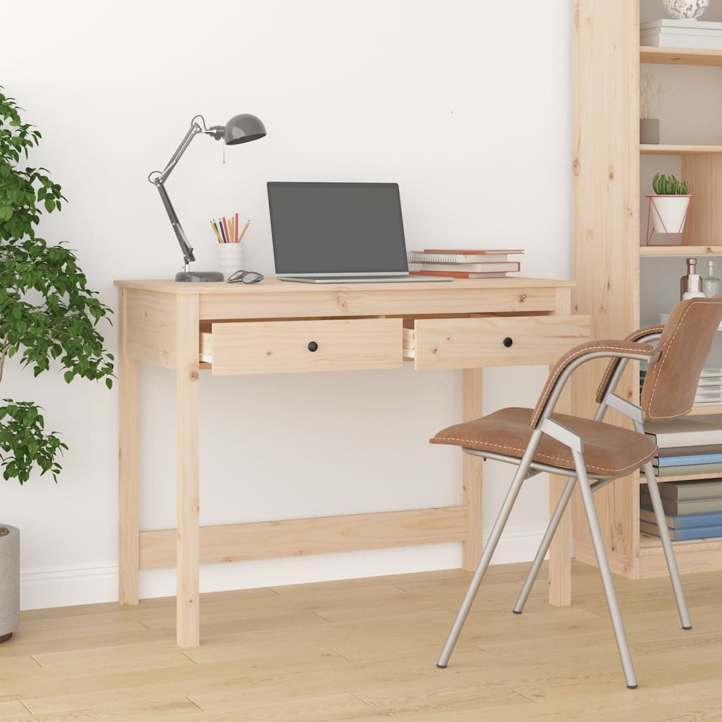 skrivebord med skuffer 100x50x78 cm massivt fyrretræ