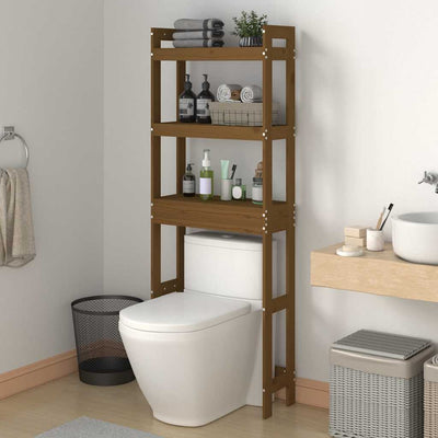 toiletstativ 63x26x171 cm massivt fyrretræ gyldenbrun