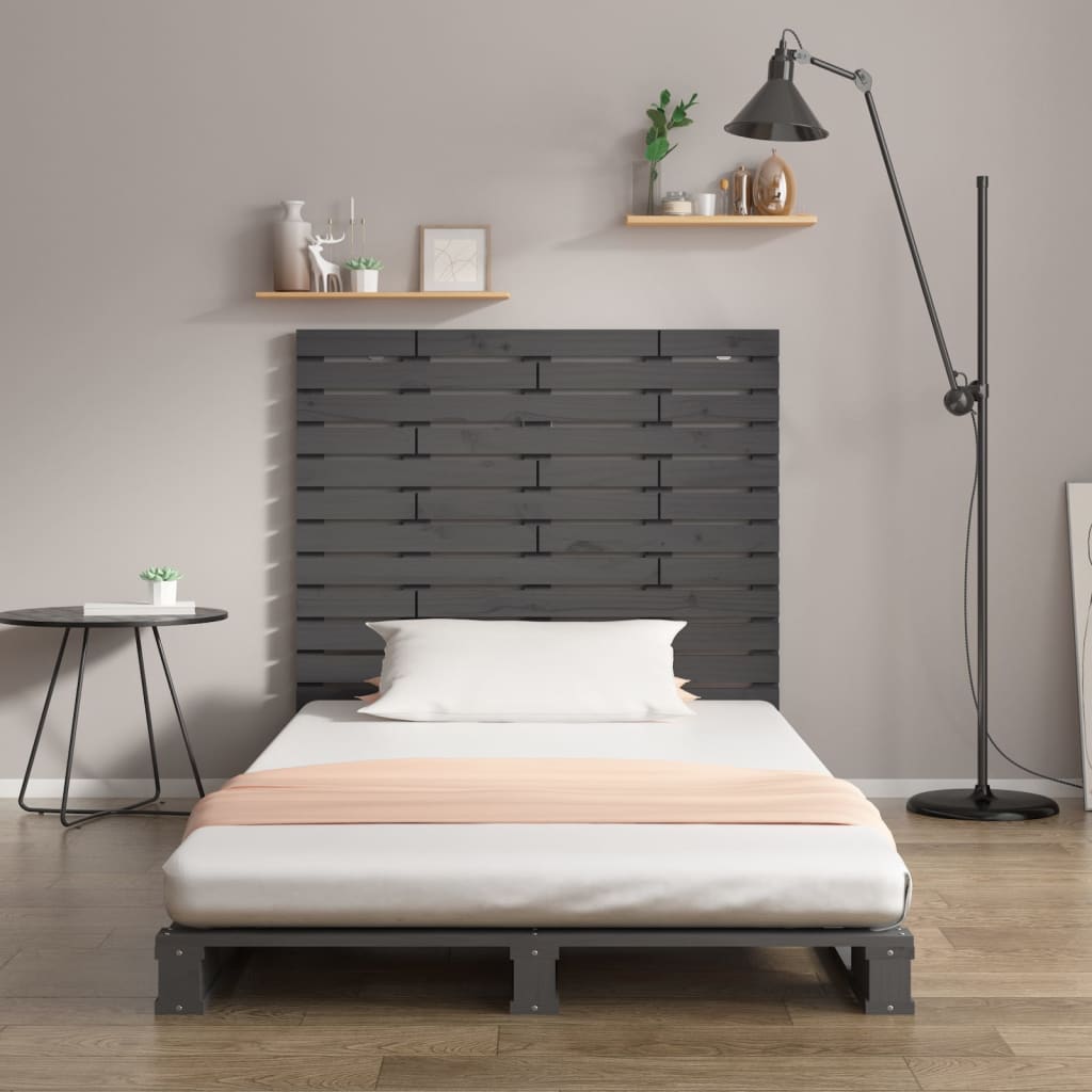 sengegavl 106x3x91,5 cm massivt fyrretræ grå