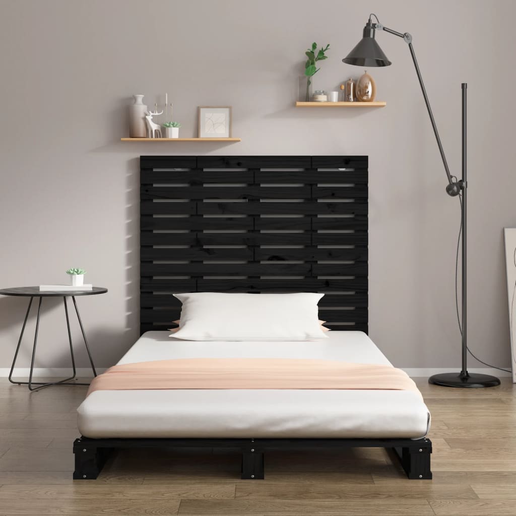 sengegavl 106x3x91,5 cm massivt fyrretræ sort