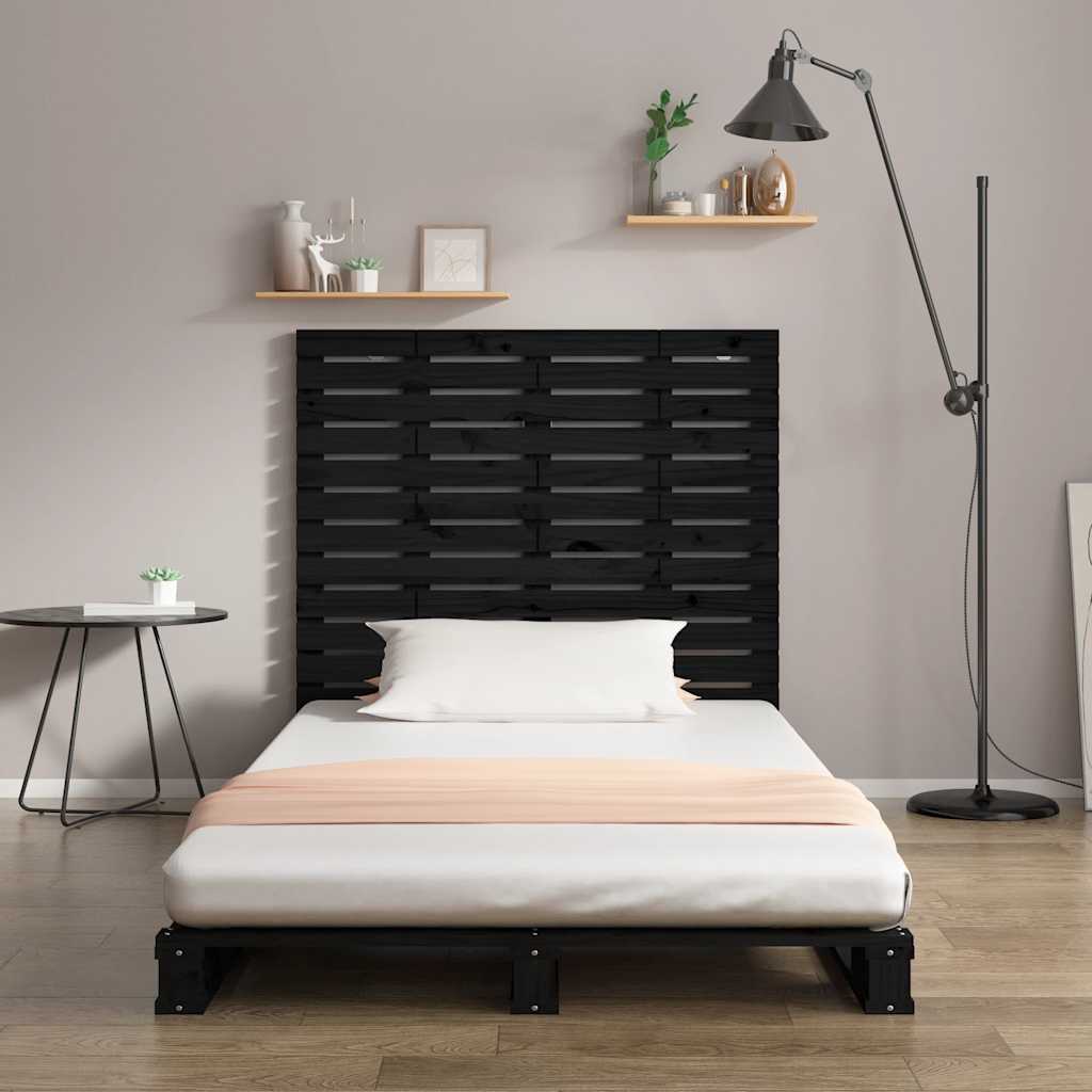 sengegavl 96x3x91,5 cm massivt fyrretræ sort