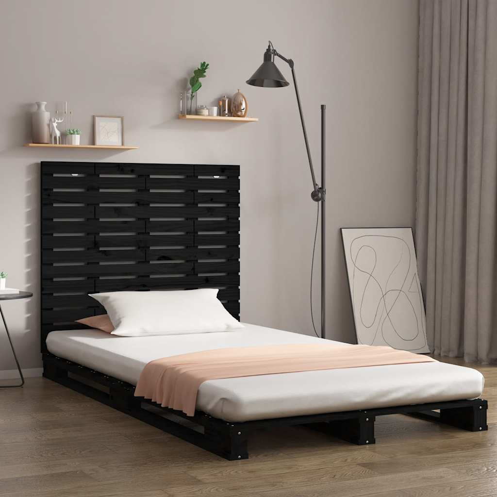 sengegavl 96x3x91,5 cm massivt fyrretræ sort