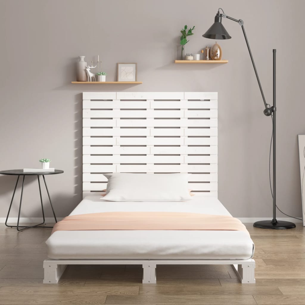 sengegavl 126x3x91,5 cm massivt fyrretræ hvid