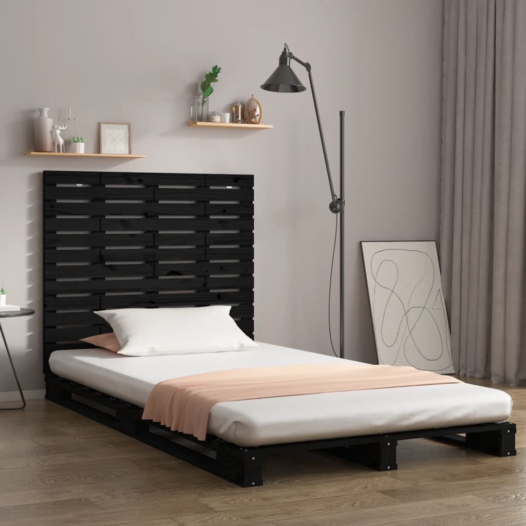 sengegavl 126x3x91,5 cm massivt fyrretræ sort