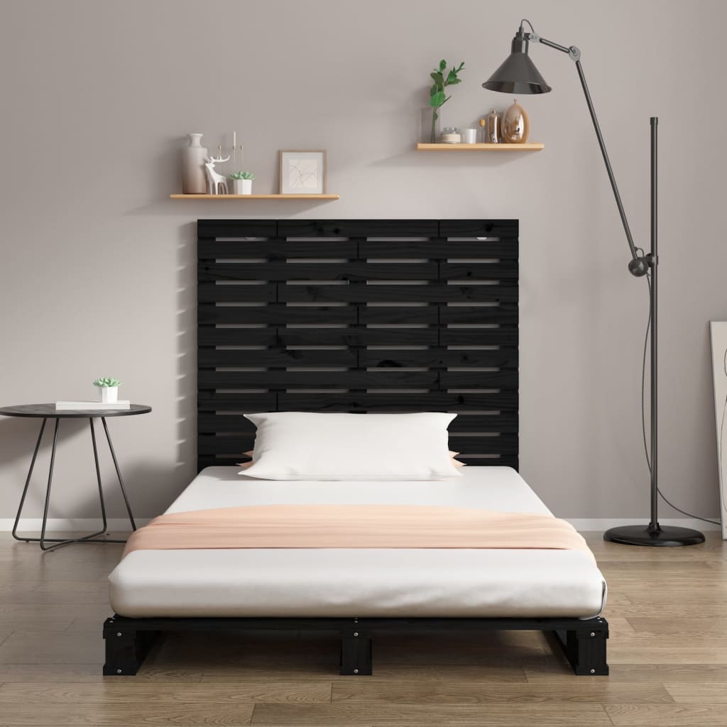 sengegavl 146x3x91,5 cm massivt fyrretræ sort