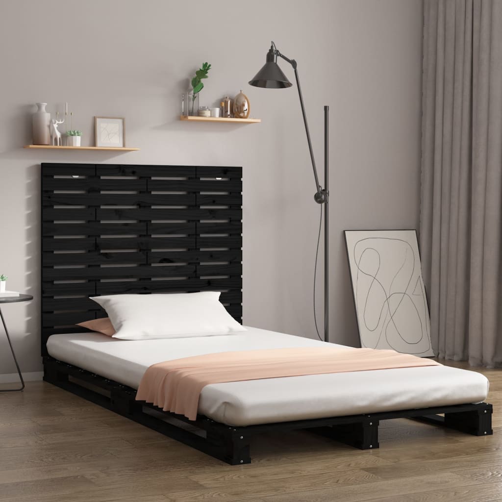 sengegavl 146x3x91,5 cm massivt fyrretræ sort