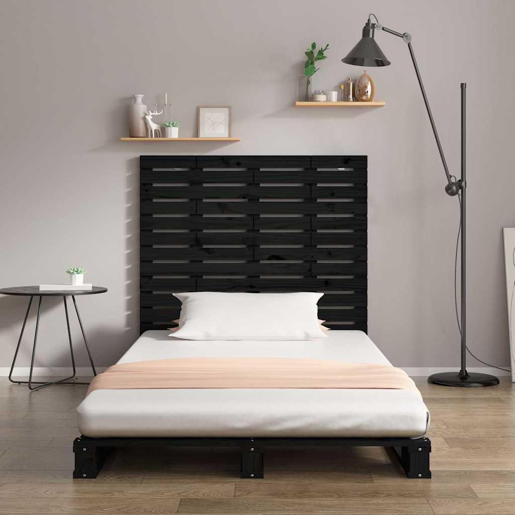 sengegavl 81x3x91,5 cm massivt fyrretræ sort