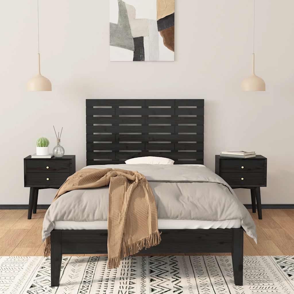 sengegavl 106x3x63 cm massivt fyrretræ sort