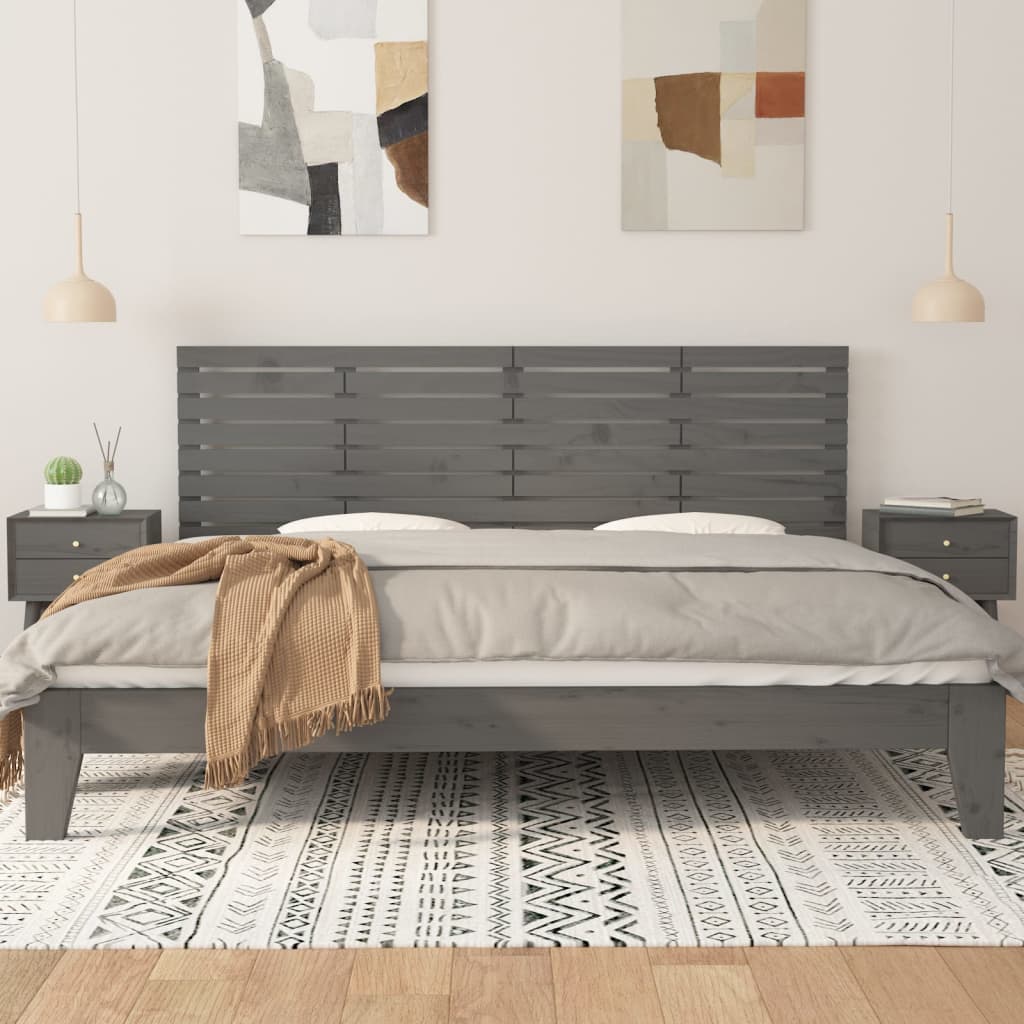 sengegavl 206x3x63 cm massivt fyrretræ grå