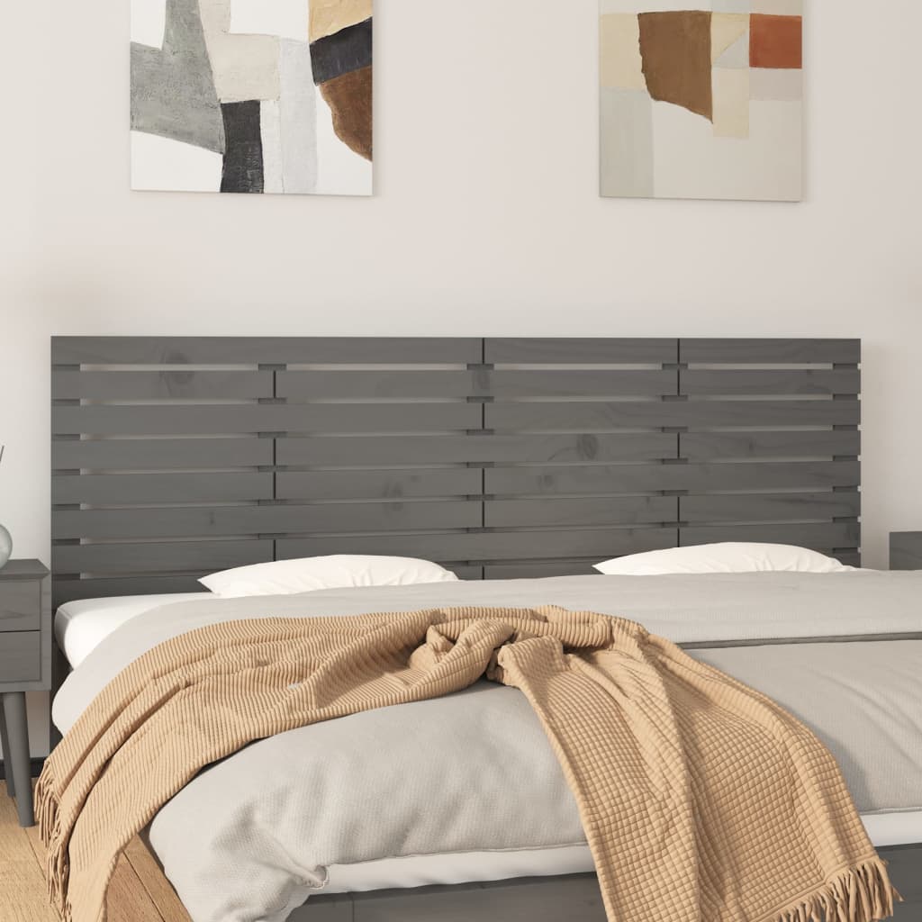 sengegavl 206x3x63 cm massivt fyrretræ grå